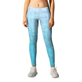 graphic design geometric pixel square pattern abstract in blue Leggings