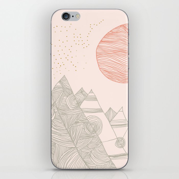 Mountains, Stars and Super Moon - Blush iPhone Skin
