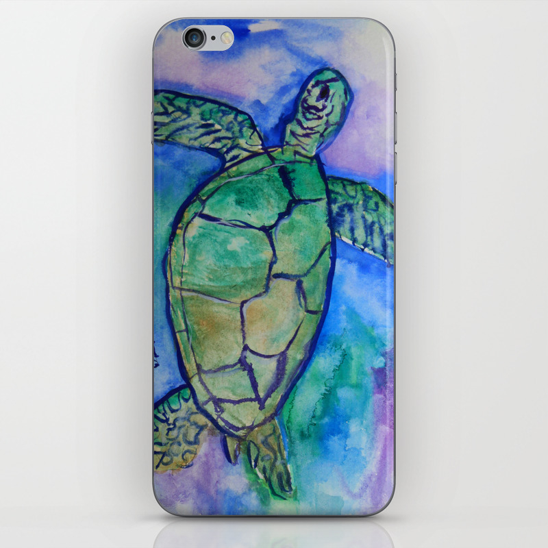 Sea Turtle Watercolor Painting Iphone Skin By Donnabellas Society6