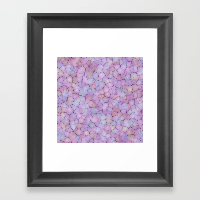 Abstract seamless background of colorful spots like paving stones or mosaic glass. Imitation of artistic watercolor drawing pattern in form of network with multi-colored cells Framed Art Print