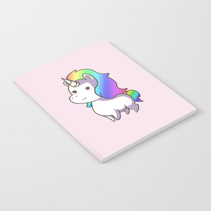 Super Cute Rainbow Unicorn Kawaii Notebook By Steelartstudios