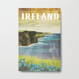 Ireland, Cliffs of Moher - Vintage Style Travel Poster Metal Print | Painting, Travel, Ireland, Homedecor, Irishprints, Travelposter, Cliffs, Retro, Print, Irelandprint 