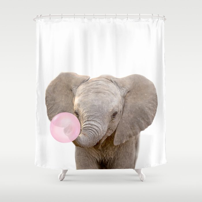 Baby Elephant Ing Bubble Gum By, Bubble Gum Shower Curtain