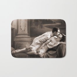 Vintage Risque Nude Art Study Getting Saucy R6 Bath Mat | Photo, Victorian, Erotic, Photos, Women, Risque, Man, Black And White, Woman, Naughty 