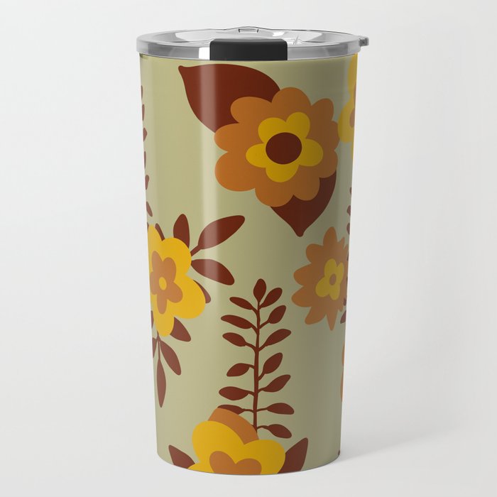 Retro 60S spring pastel floral print Travel Mug