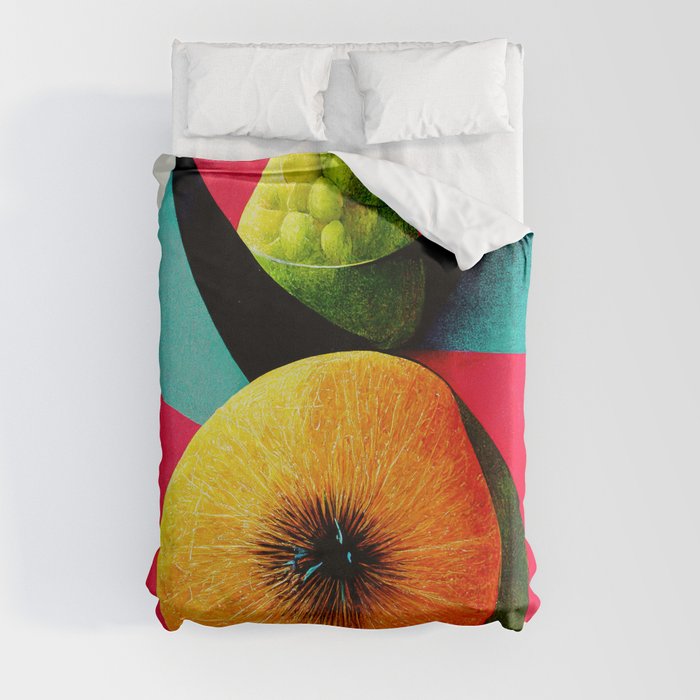 Inner Fruit - Abstract Minimalist Digital Retro Poster Art Duvet Cover