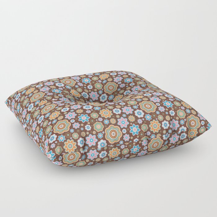 Power To the Flowers Vintage Pattern Floor Pillow