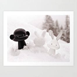snow rabbit Art Print | Digital, Black and White, Love, Photo 