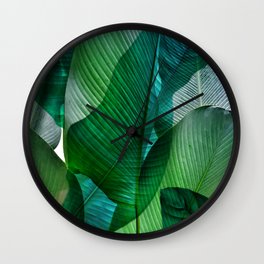 Palm leaf jungle Bali banana palm frond greens Wall Clock