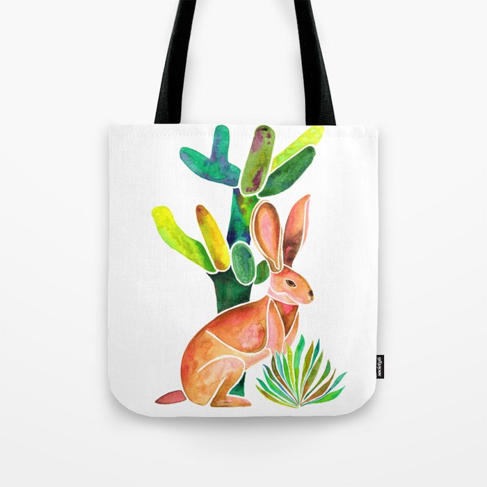 Hare and Cactus Tote Bag
