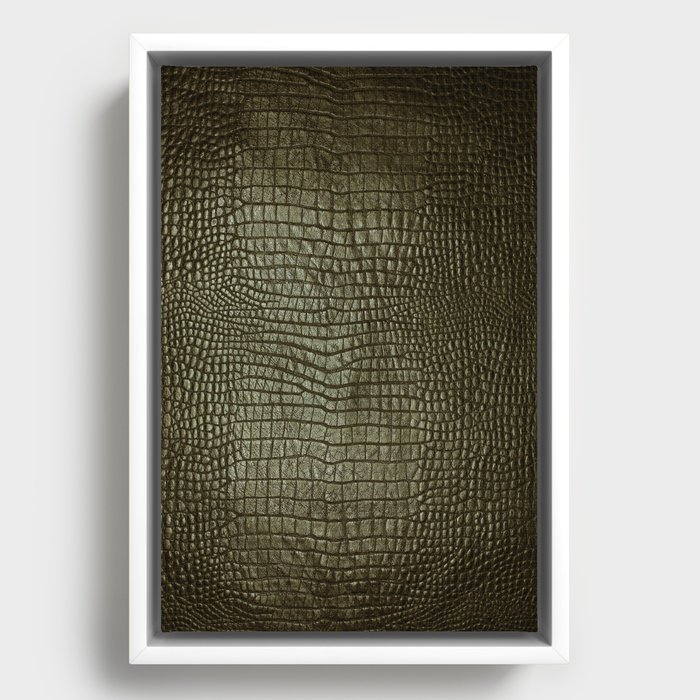 Metallic Green Snake Skin Framed Canvas