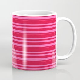 [ Thumbnail: Crimson and Hot Pink Colored Lines/Stripes Pattern Coffee Mug ]