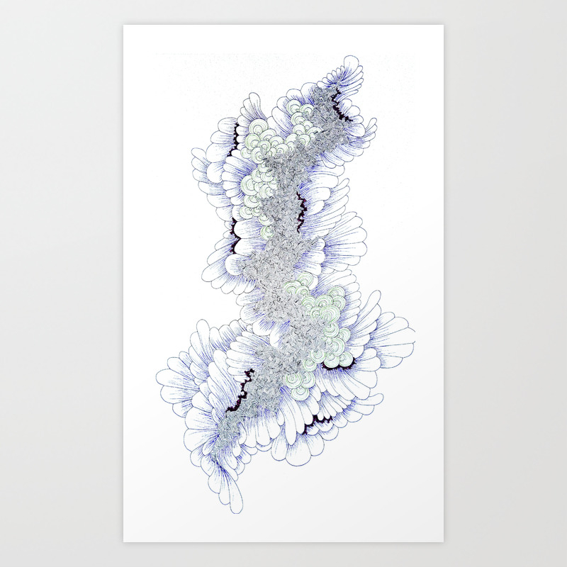 Abstract Detailed Feather Ink Drawing Art Print By Lisska Society6