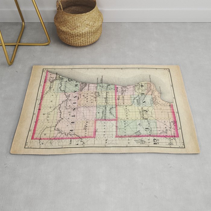 Benzie and Manistee County Michigan Map Rug