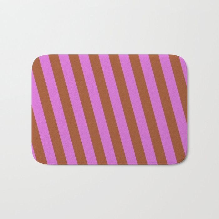 Orchid and Sienna Colored Stripes/Lines Pattern Bath Mat
