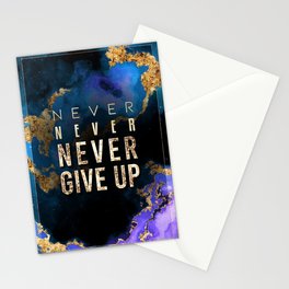 Never Give Up Rainbow Gold Quote Motivational Art Stationery Card