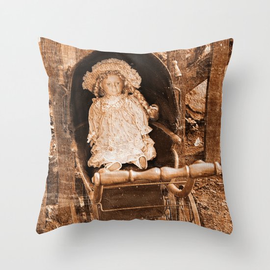 Vintage Doll Throw Pillow