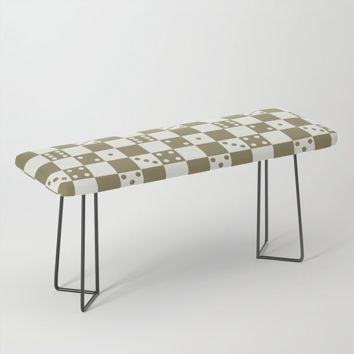 Checkered Dice Pattern (Milk Beige & Deep Muted Khaki Color Palette) Bench