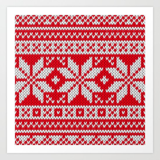 Winter knitted pattern 3 Art Print