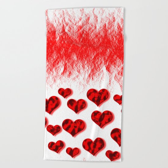 Hearts Abstract Pattern Beach Towel