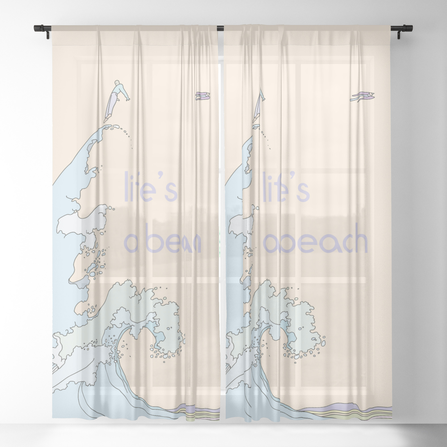 Life S A Beach Sheer Curtain By Alphavariable Society6 Sheer Curtain By Alphavariable Society6