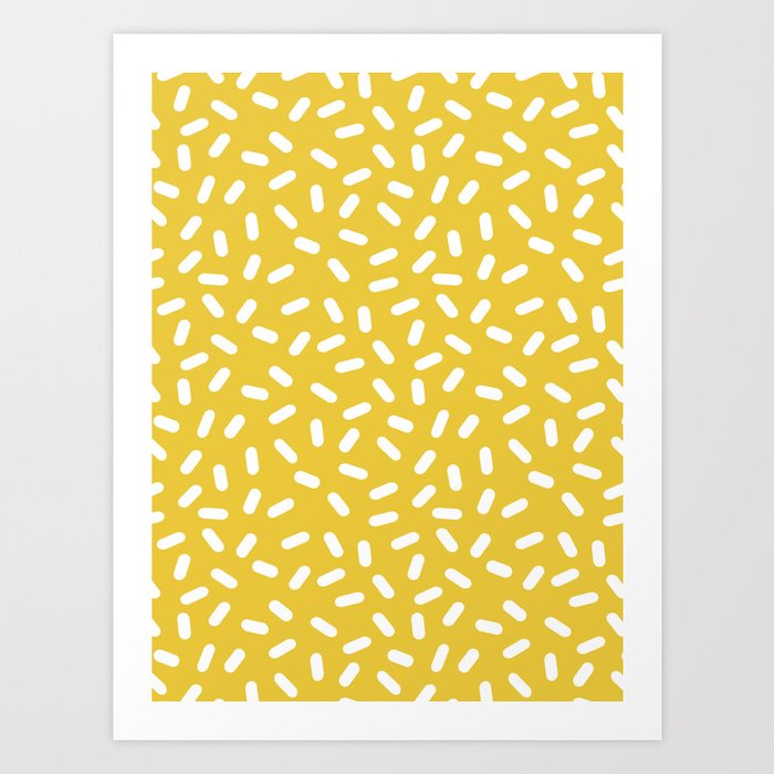 Somethin' Somethin' - yellow bright happy sprinkles pills dash pattern rad minimal prints Art Print
