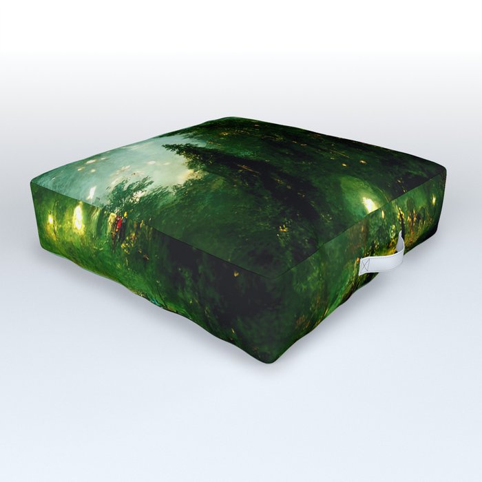 Walking into the forest of Elves Outdoor Floor Cushion