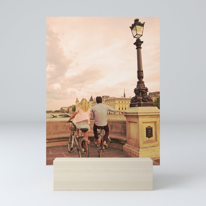 Romantic Sunset Scene in Paris Mini Art Print