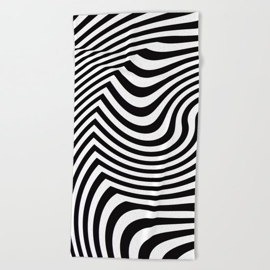 Black and White Pop Art Optical Illusion Beach Towel