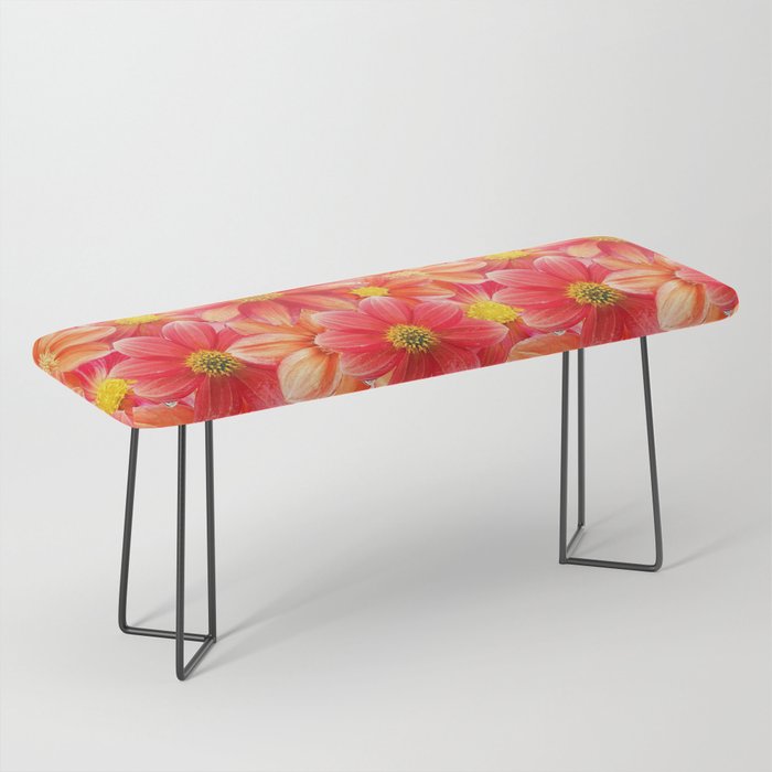 Red Retro Floral Trendy Collection Bench