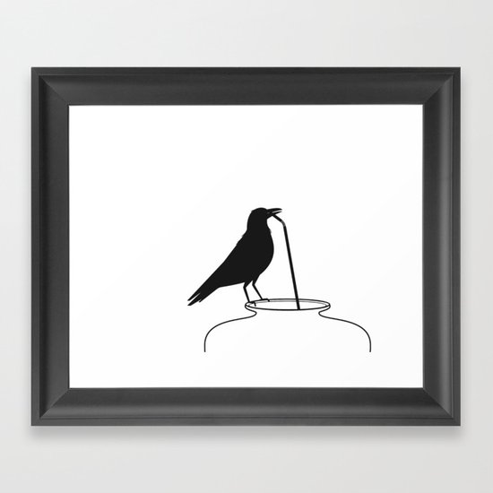 Thirsty crow Framed Art Print