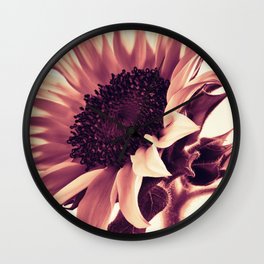Rose Pink Sunflower Wall Clock