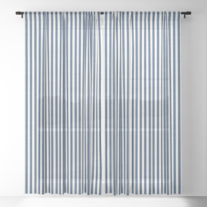 Pinstripe in Navy Blue Sheer Curtain