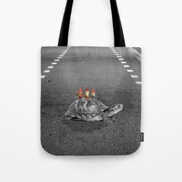 gnomes on a turtle Tote Bag