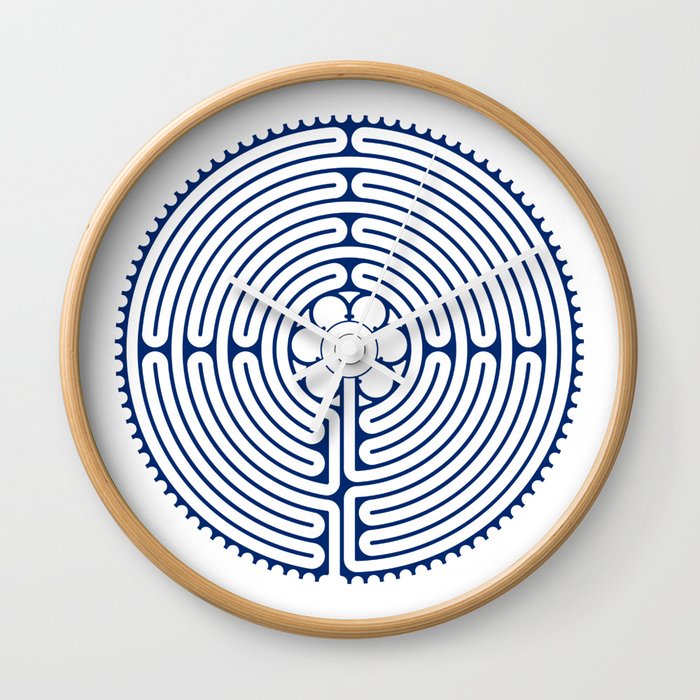 Cathedral of Our Lady of Chartres Labyrinth - Blue Wall Clock