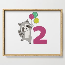Raccoon Second Birthday Balloons For Kids Serving Tray