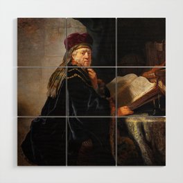 Scholar in His Study, 1634 by Rembrandt  Wood Wall Art