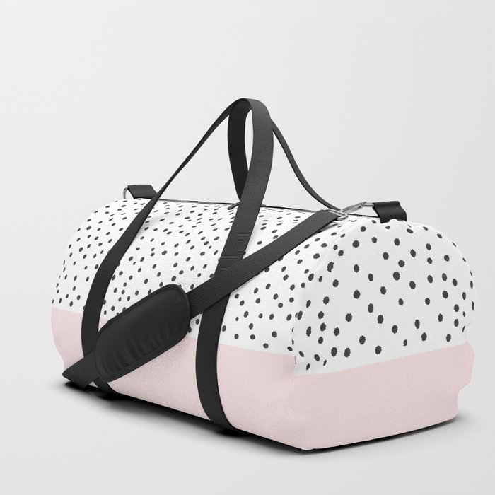 Pastel pink black watercolor polka dots pattern Duffle Bag