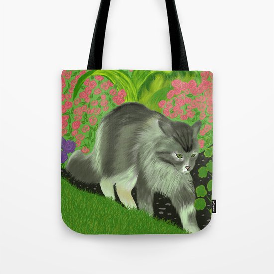 Cat In The Garden Tote Bag