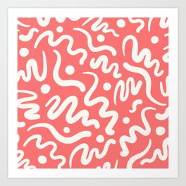 Abstract Organic Shapes Pattern Coral Red Pink Art Print