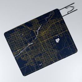 Bakersfield City Map of California, USA - Gold Art Deco Picnic Blanket