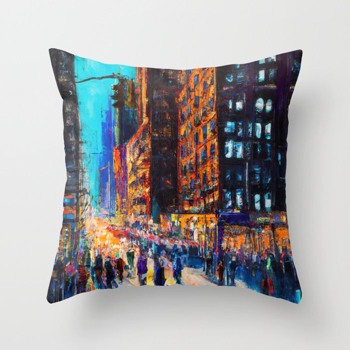 Nights of New York City Throw Pillow