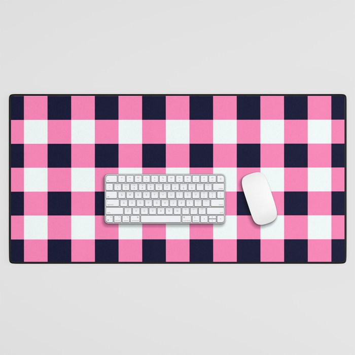 Pink Checkerboard Pattern Desk Mat