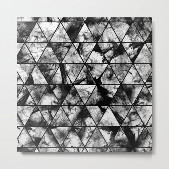 Triangular Whispers - Black and white, geometric abstract Metal Print