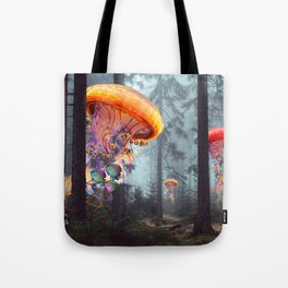 Electric Jellyfish Worlds in a Forest Tote Bag