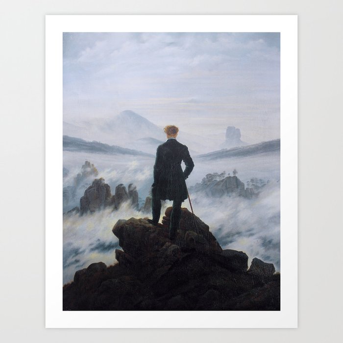 The wanderer above the sea of fog by Caspar David Friedrich Art Print