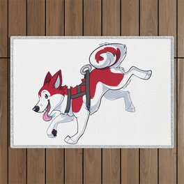 Red Husky Running Outdoor Rug