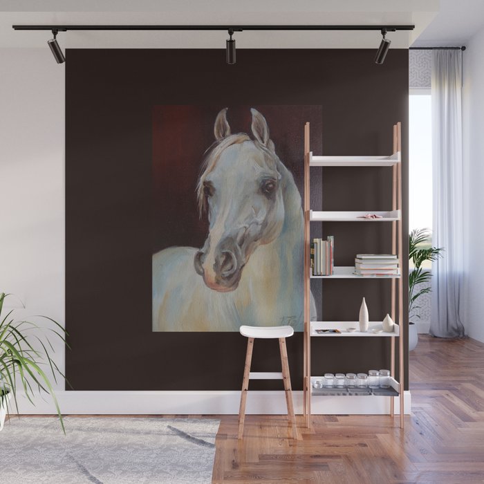 Arabian Horse Portrait Gray Horse Head Horse Painting Wall Mural By Canisart Society6