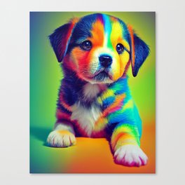 Rainbow Puppy Canvas Print