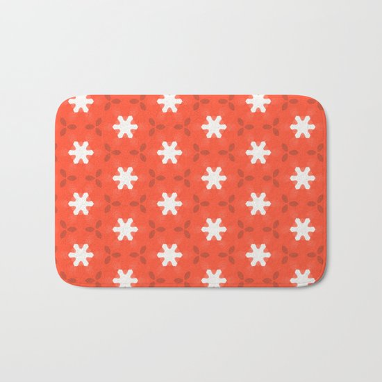 white star on red pattern Bath Mat